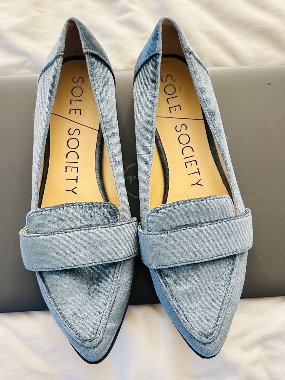 Sole Society Light Blue Velvet Pointed Loafers